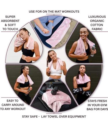 Organic Cotton Luxury Gym Towel for Women - Soft & Absorbent Workout Towel - Silver Infused Sports Towel - 31.5 X 15.75 inch - Pink - Buy Online on SooperMarket.com