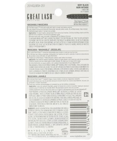 Maybelline Great Lash Real Impact Mascara Very Black 0.37 oz - Washable Formula - Buy Online on SooperMarket.com