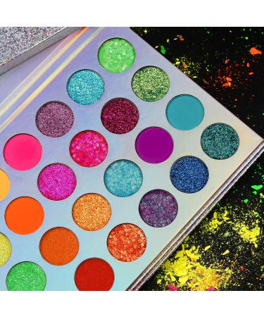 Shop Colorful Neon Eyeshadow Palette - Highly Pigmented Matte & Glitter - UV Glow Blacklight Makeup for Eyes Face & Body - Buy Online on SooperMarket.com