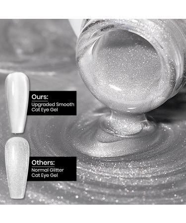MIZHSE Cat Eye Gel Nail Polish 12mL - Silver Moonlight Glitter UV LED Soak Off for Nail Art & DIY Manicure - Buy Online on SooperMarket.com