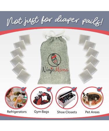 Diaper Pail Deodorizer - 12 Pack Bamboo Charcoal Filters for Odor Elimination in Disposable and Cloth Diapers, Trash Cans, and Shoes - Buy Online on SooperMarket.com