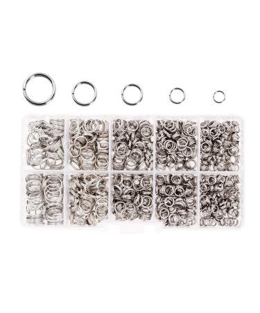 Mandala Crafts Double Split Rings for Keychains - Double Jump Rings for Jewelry Making Small Key Rings Keys Chandelier Suncatchers 800 PCs Assorted Sizes Silver