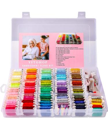 YITOHOP 200pcs+ Embroidery Floss Cross Stitch Threads Kit with Organizer Storage Box - Includes 100pcs Friendship Bracelet Floss - Large Embroidery Kit - Buy Online on SooperMarket.com