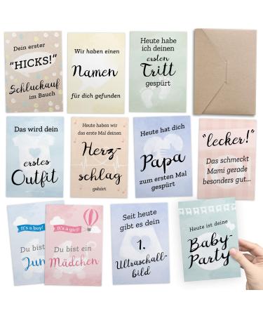 Gift for pregnancy: 30+1 milestone photo and memory cards - Milestone Photos with pregnancy diary - including gift box and congratulations card - DIN A6 Postcard format
