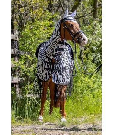 Marengos Zebra Fly Outdoor Ceiling Blanket | Insect Protection | Saddle Cutout & Neck Part | Fine-Meshed Design | Black & White | 125 cm - Buy Online on SooperMarket.com