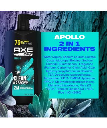 AXE 2-in-1 Shampoo & Conditioner Apollo - Clean & Strong Hair Sage & Cedarwood 100% Recycled Bottle 28 oz | International Shipping - Buy Online on SooperMarket.com