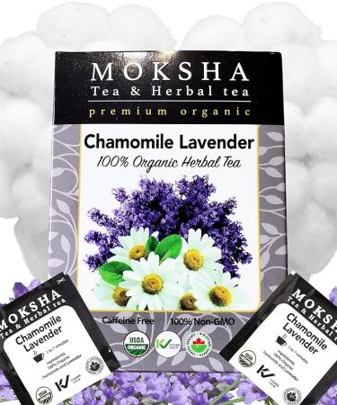 Organic Chamomile Tea with Lavender made with Pure Egyptian Chamomile & Lavender- 20 Organic Tea Bags Moksha Ayurveda - Buy Online on SooperMarket.com