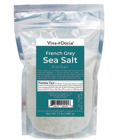 Viva Doria Sel Gris French Light Grey Sea Salt, 1.5 lb (24 oz)