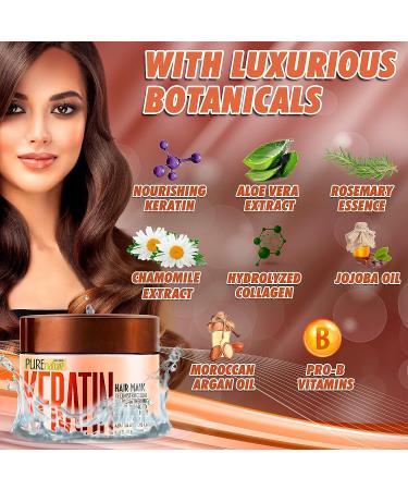 PURE NATURE LUX SPA Keratin Hair Mask - Hydrating Treatment for Dry Damaged Hair - Deep Conditioner for Women - Ideal for Curly and Frizzy Hair - Buy Online on SooperMarket.com