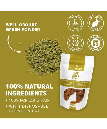 Orientana Organic Henna for Long Hair - 100% Natural Herbal Rinse | Strengthen & Nourish with 100g Powder - Buy Online on SooperMarket.com