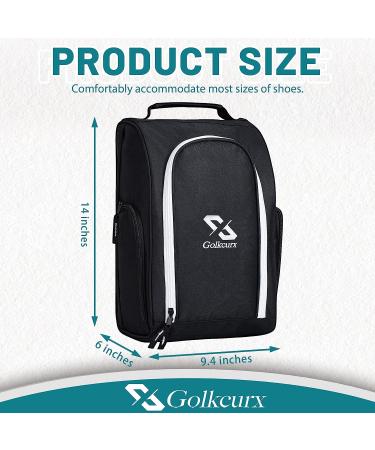 Golkcurx Golf Shoe Bag for Travel - Zippered Sport Shoe Carrier with Accessory Pockets (Black) - Buy Online on SooperMarket.com