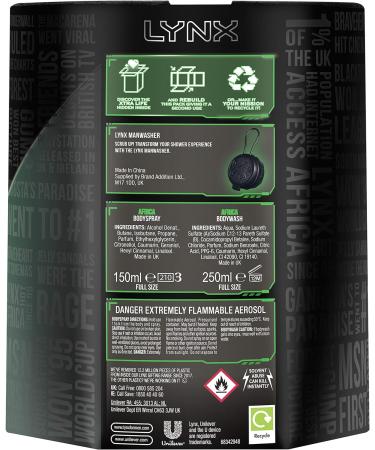 Lynx Africa Manwasher Gift Set with Shower Sponge, Loofahs, Exfoliating Body Brush, and Deodorant - Ultimate Bath and Shower Combo - Buy Online on SooperMarket.com