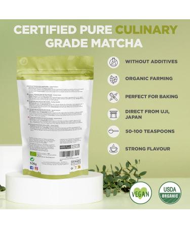 Japanese Organic Matcha Green Tea Powder - Culinary Grade 200g | Uji Kyoto Tea for Cooking, Baking & Smoothies | Vegan & Vegetarian Friendly - Buy Online on SooperMarket.com