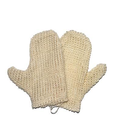 Classic Natural Sisal Bath Spa Shower Scrubber Sponge Fiber Glove Mitt Soften Smooth Renew Skin Anti-Aging Eco-Friendly Pack of 2