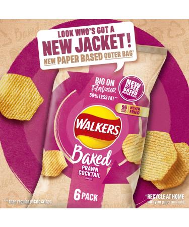 Walkers Oven Baked Prawn Cocktail Crisps 6 x 22g - Delicious Snack Pack - Buy Online on SooperMarket.com