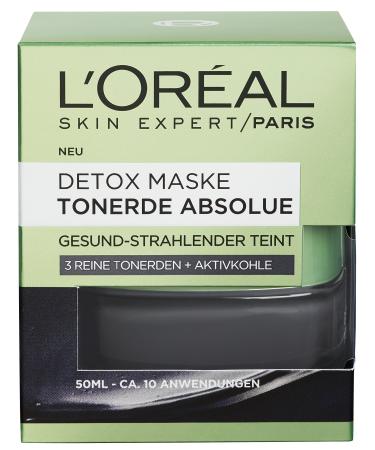 L'Or al Paris Clay Absolue Detox Mask Face Mask with Pure Clay and Activated Carbon Removes Blackheads and Ensures a Healthy Radiant Complexion 50 ml