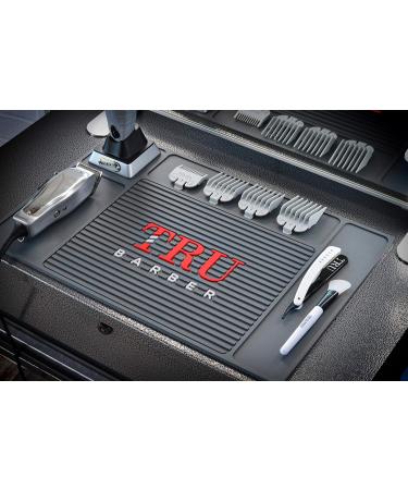 Tru Barber Organizer Mat 48.3 x 33 cm | Flexible Slip-Resistant PVC Mat for Hairdressing & Beauty Salons | Essential Tool Counter Mat for Clippers - Black - Buy Online on SooperMarket.com