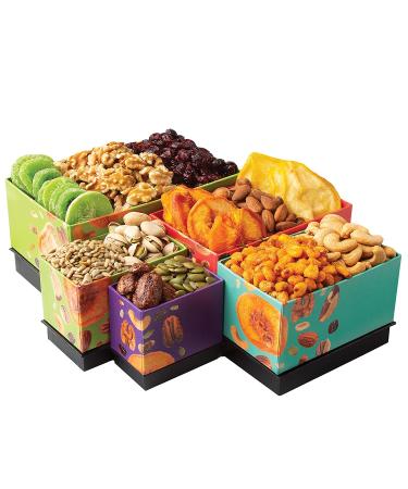 Dried Fruits & Nuts Tower Gift Basket - 5 Tier Gourmet Platter, Healthy Kosher Snack Box for Birthday & Anniversary - Care Package for Men, Women, Adults | Oh! Nuts - Buy Online on SooperMarket.com