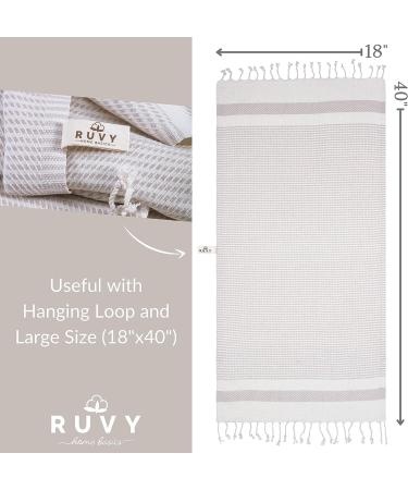 Ruvy Home Basics Turkish Hand Towels Set of 2 - 18x40 Cotton Bathroom & Kitchen Towels - Beige Modern | Perfect for Bathroom, Kitchen, Yoga, Gym - 2 Pack - Buy Online on SooperMarket.com