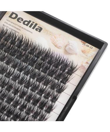 Dedila 120 Clusters Individual False Eyelashes Wide Stem D Curl Handmade Dramatic Black Soft and Light 5D Volume Eye Lashes Extensions Thick Base Women Girls Beauty Tools (14mm)