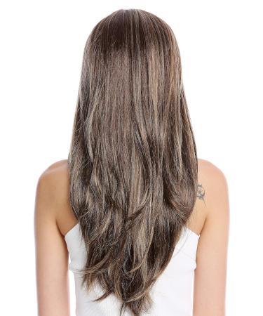 WIG ME UP GFW2274-8H124 Women's Long Straight Wig with Bangs - Brown & Blonde Highlights | International Shipping - Buy Online on SooperMarket.com