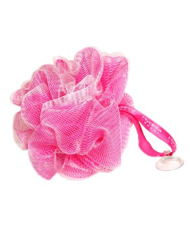 Hydrea London Shower Pouf Bath Loofah Mesh Sponge Exfoliating Bath Scrunchie Large Shower Puff Scrub Body Cleansing Shower Puff for Men & Women - Pink