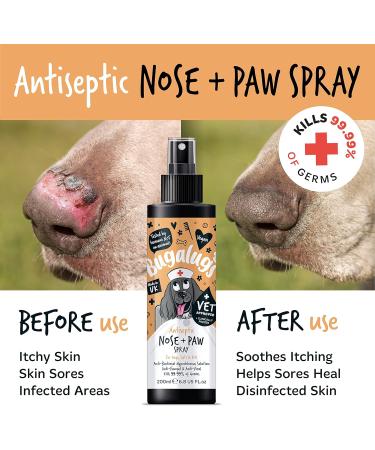 BUGALUGS Nose & Paw Dog Antiseptic spray 200ml Antibacterial Antifungal for Dogs Cats & Pets -for Dry Paws Cracked Skin use alongside our dog paw balm & dog nose balm (Antiseptic Spray 200ml) - Buy Online on SooperMarket.com