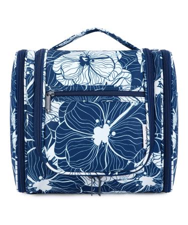 Travel Hanging Toiletry Wash Bag Makeup Cosmetic Organizer for Women (Blue Lotus(Large)) Blue Lotus (Large)