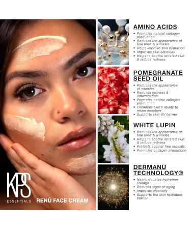 KPS Essentials Organic Ren Face Cream - Hyaluronic Acid Dark Spot Corrector & Puffiness Reducer | 1oz Eye Cream for Crepe Skin - Buy Online on SooperMarket.com
