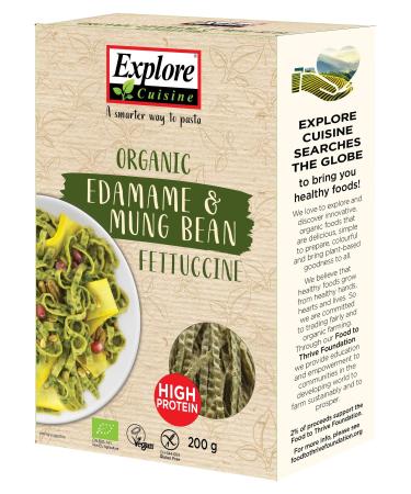 Explore Cuisine Edamame & Mung Bean Fettuccine Delicious Low Carb Plant-based Vegan Pasta High in Protein High in Fibre Gluten Free Easy to Cook 200 g (Pack of 1) Single