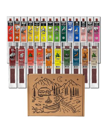 Buffalo Bob's Wild Game Meat Snacks (24 pack) - Ultimate Exotic Jerky Gift Box Stocking Stuffer Gifts for Men Gift Baskets Advent Calendar Mystery Box Anniversary Gifts 24 Pack + Gift Box