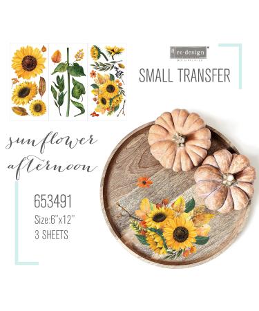 Redesign with Small Transfers Sunflower Afternoon 3 Sheets,6"x12" 655350653491Small T valentine gifts,Easter Day decorations,Kids gifts,mother valentines day gift