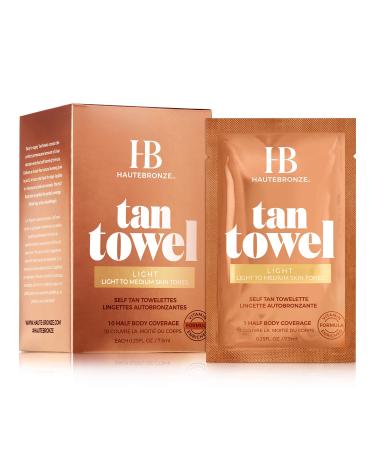 Tan Towels - Fair to Medium Skin Tones - Self Tanning Wipes - Half-Body 10 pack - Sunless Tanning Towelettes Provide a Streak-Free Flawless Application