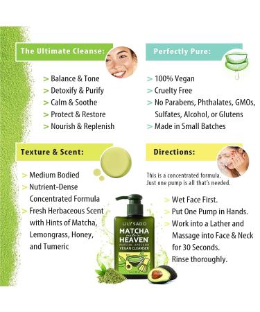 Lily Sado Matcha Made in Heaven Green Tea Cleanser - Daily Facial Wash for Men & Women - Clears Pores, Treats Acne, Reduces Pore Size - 5 oz - Buy Online on SooperMarket.com