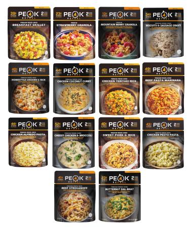 Peak Refuel Expedition 14 Pouch Pack | Freeze Dried Backpacking and Camping Survival Food | Variety Meal Pouches | Amazing Taste | High Protein | Real Meat | Quick Prep