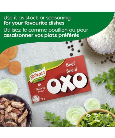 Knorr OXO Bouillon for adding rich deep flavour to soups and stews Beef Sachets easy to use quick to dissolve 72 g pack of 14 - Buy Online on SooperMarket.com