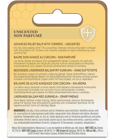 Burt's Bees 100% Natural Lip Balm with Beeswax & Turmeric - Soothing Relief | International Shipping - Buy Online on SooperMarket.com