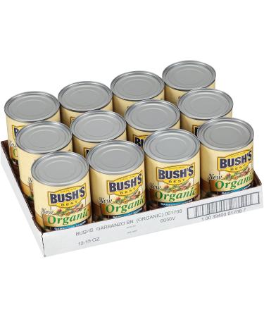 BUSH'S BEST Organic Garbanzo Beans Canned Beans Organic Chick Peas USDA Certified Organic Source of Plant Based Protein and Fiber Low Fat Gluten Free (12) 15 Ounce (Pack of 12) - Buy Online on SooperMarket.com