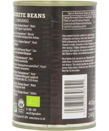 Biona Organic Blackeye Beans in Water 400g Package may vary (Pack of 2) - Buy Online on SooperMarket.com