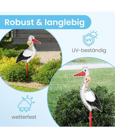 Gl cksgut Rattierorch Baby Blue 5-Part Set | Birth Stork with Wooden Stick Name Tag Greeting Card & Pen | Perfect Birth Gift for Baby Boy - Buy Online on SooperMarket.com