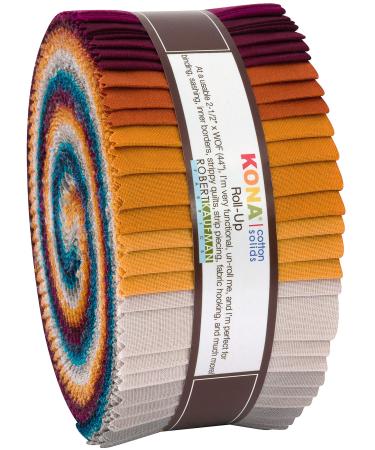 Robert Kaufman Kona Cotton Solids Tuscan Skies Roll Up 2.5" Precut Cotton Fabric Quilting Strips Jelly Roll Assortment RU-785-40