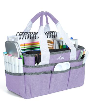 JJRING Craft Organizer Tote Bag  Art Storage Caddy with Multiple Pockets  Lilac Sewing Bag for Art  Craft  Scrapbooking  School  Medical  and Office Supplies Storage Lilac Small