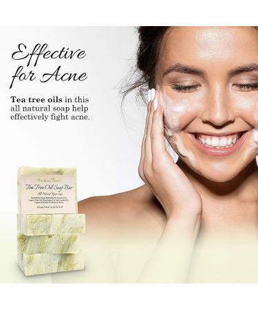 Tea Tree Oil Soap Bars - Handmade in USA, 4 Natural Bars for Face, Body, Hand & Foot Wash - Fights Acne, Itch & Body Odor - Non-GMO Ingredients - Buy Online on SooperMarket.com