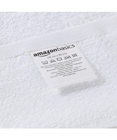 Amazon Basics Cotton Washcloths - 12-Pack 30x30 cm - Soft & Absorbent White Washcloths for Everyday Use | International Shipping Available - Buy Online on SooperMarket.com