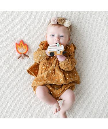 Lucy Darling Little Camper Baby Teething Toy - BPA Free Silicone Chew Toy for 0-6 & 0-12 Months - Soothes Gums, 2-in-1 Pacifier & Teether - Buy Online on SooperMarket.com