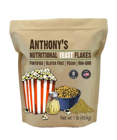 Anthony's Premium Nutritional Yeast Flakes 1 lb Fortified Gluten Free Non GMO Vegan