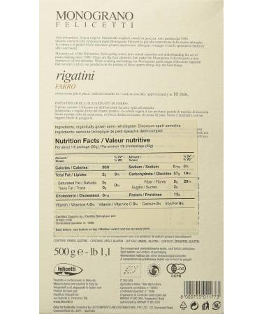FELICETTI Spelt Rigatini 500Gr - Buy Online on SooperMarket.com