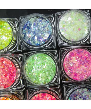 12 Colors Night Glow Chunky Glitters for Nails, Crafts & Makeup - Neon Powder Sequins for Resin & Festival Fun - Buy Online on SooperMarket.com