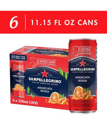 Sanpellegrino Blood Orange Sparkling Fruit Beverage Cans 11.15 Fl Oz (Pack of 6) - Refreshing Italian Soda - Buy Online on SooperMarket.com