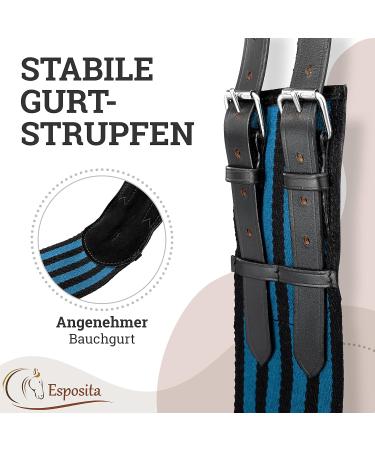 Esposita Riding Strap with Leather Handles | Versatile Lunging & Vaulting Belt | Blue-Black Wooden Horse Accessory - Buy Online on SooperMarket.com